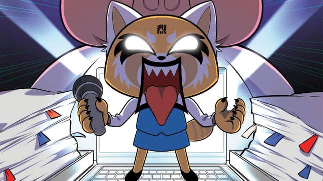 Variant cover for Oni Press' Aggretsuko #1, featuring an angry Retsuko. 