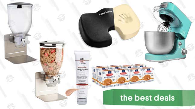 Image for article titled Saturday&#39;s Best Deals: Cusimax Stand Mixer, Daelman&#39;s Stroopwafels, Dry Food Dispensers, Comhoma Seat Cushion, EltaMD Tinted SPF, and More