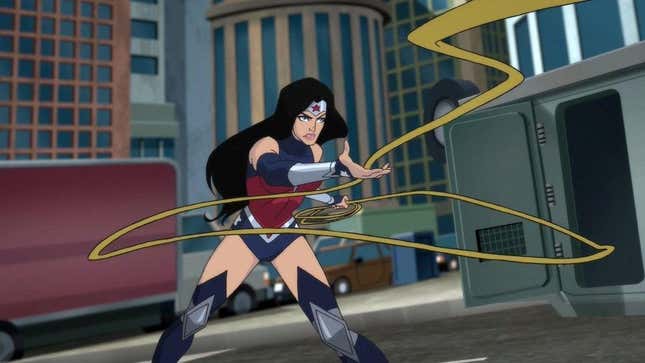 Wonder Woman gathering someone up with the Lasso of Truth in Wonder Woman: Bloodlines.