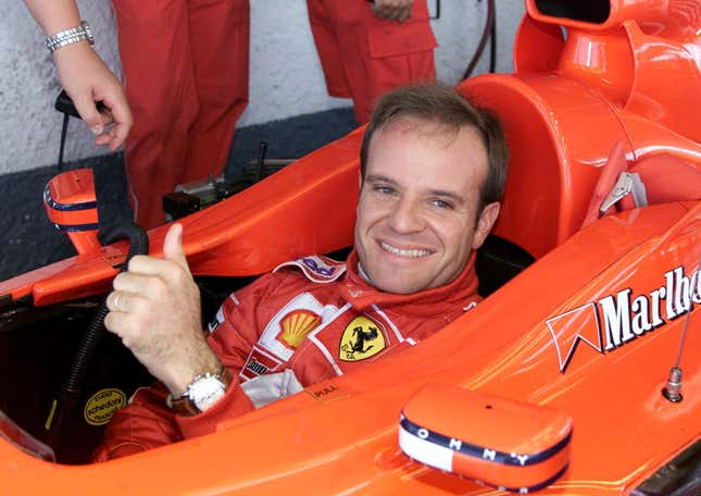 Rubens Barrichello during a Ferrari test at the Fiorano race track, 2000.