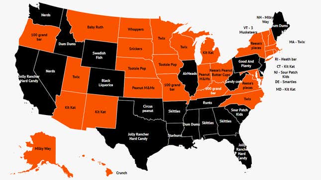 Favorite Halloween Candy In Each State