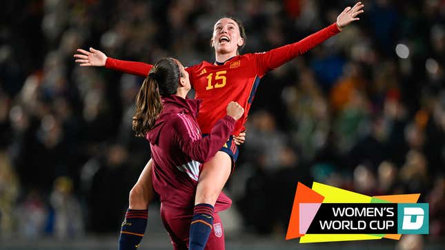 Eva Navarro celebrates Spain's win over Sweden