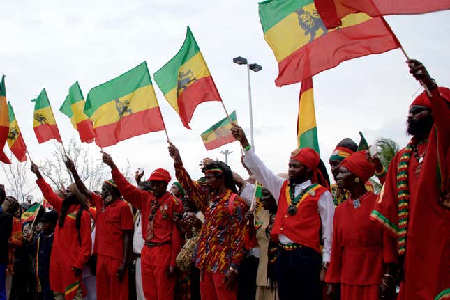 A Rastafarian guard of honor.
