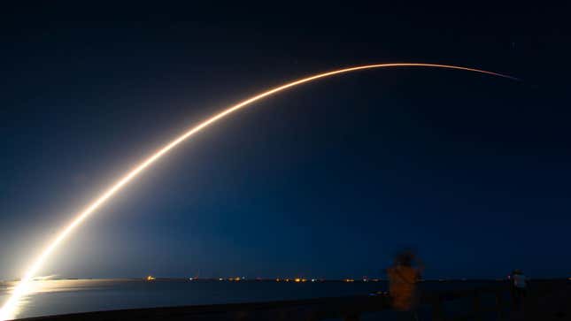 Long exposure image of today’s Falcon 9 launch. 