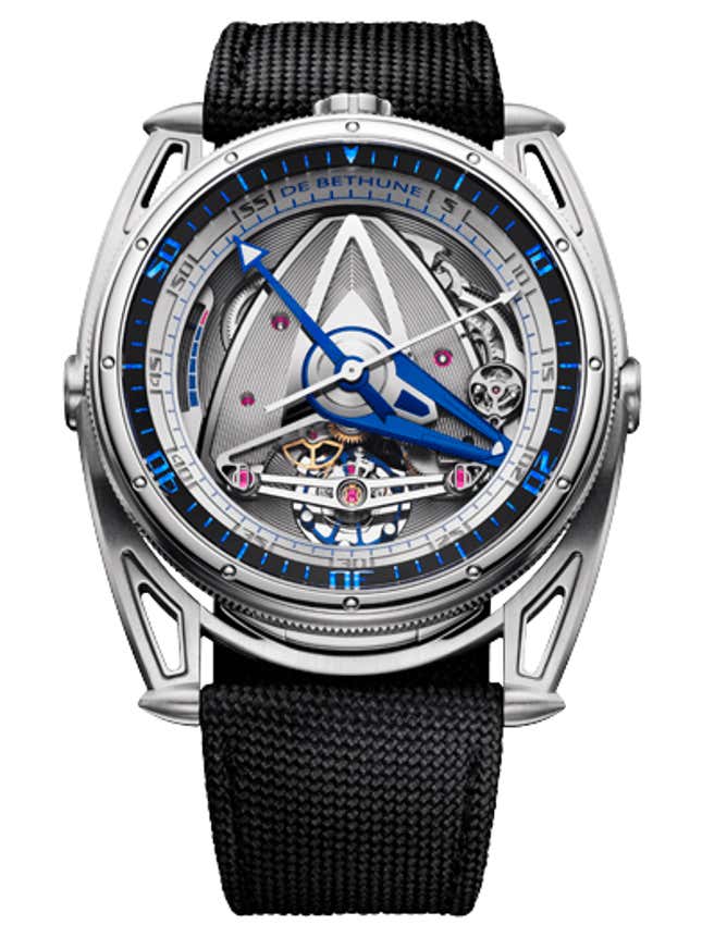 The De Bethune DB28 GS GRAND BLEU watch photographed against a white background.