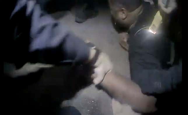 This screengrabs shows the arrest in Raleigh, N.C. of Darryl Tyree Williams, who died after being stunned repeatedly with stun guns on Jan. 17, 2023.