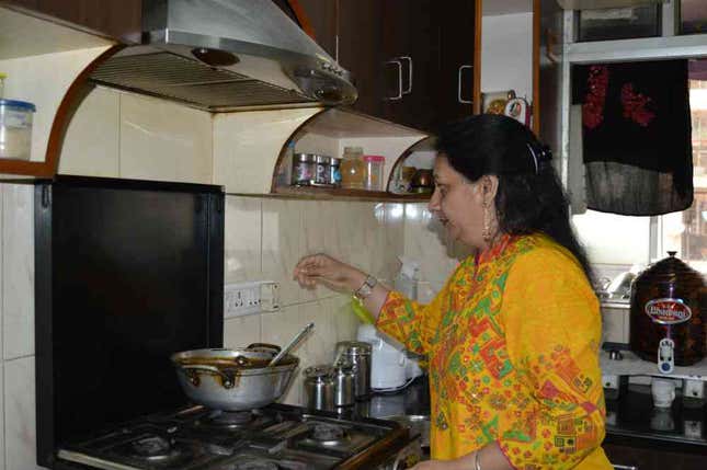 Ratna Bindra in her kitchen.