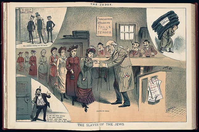 An illustration from 1882 in the satiric magazine, "The Judge"