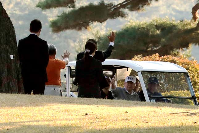Trump plays with Shinzo Abe in November (not at a Trump resort).