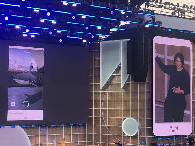 Aparna Chennapragada demonstrates Google Lens.