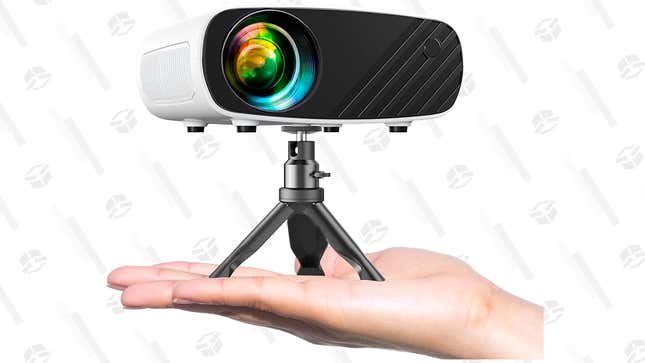 Connect your iPhone and use this portable projector to watch silly little movies.