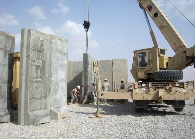 walls being assembled
