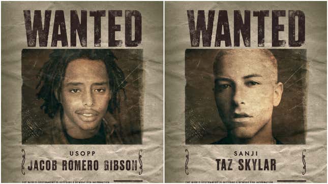Photos of Jacob Romero Gibson and Taz Skylar are on Wanted posters with their character names.
