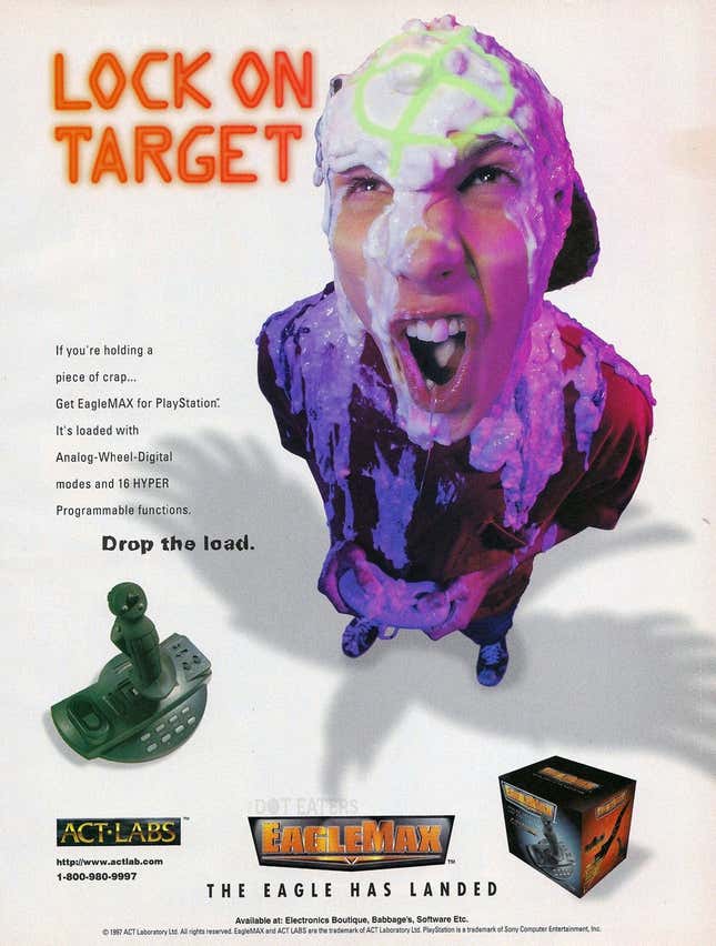 An EagleMax ad shows a boy covered in white goo.