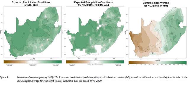 Weather map for South Africa
