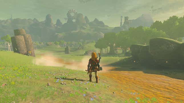 Link se tient sur un chemin à Hyrule.