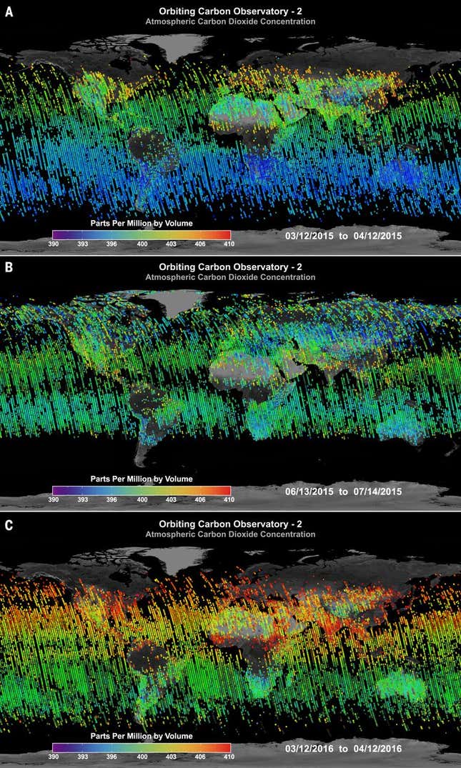 Carbon dioxide measurements taken by satellite