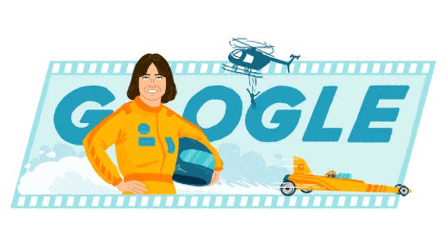 Image for article titled Today&#39;s Google Doodle Celebrates Racing Driver and Movie Stuntwoman Kitty O&#39;Neil