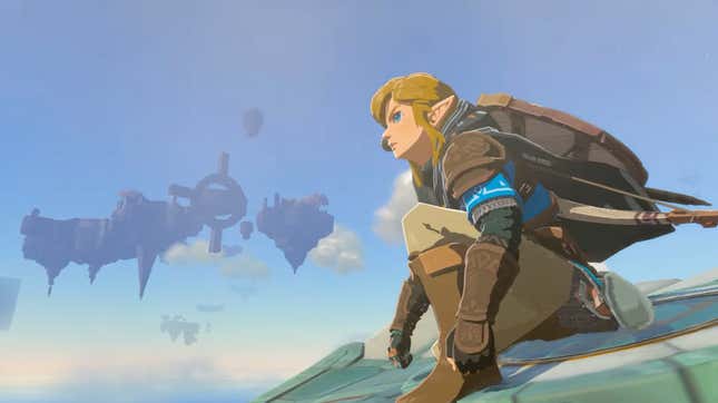 Link looks out at the horizon from the sky.