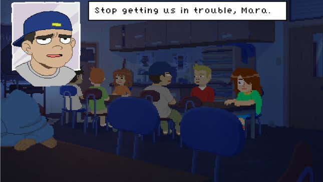 A Perfect Tides image of protagonist Mara Whitefish getting berated by another student in class.