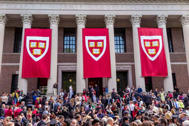CAMBRIDGE, MA - MAY 29: Students of Harvard University gather for their graduation ceremonies on Commencement Day on May 29, 2014 in Cambridge, MA.