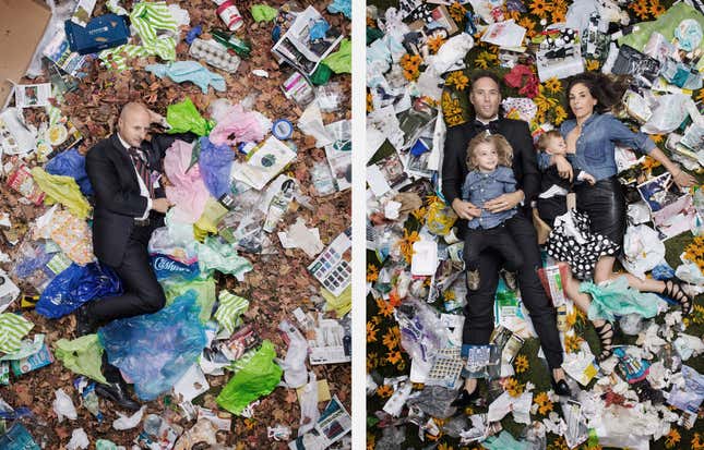 Image for article titled Photos: Americans snuggle up to a week’s worth of their trash, in a powerful message on waste