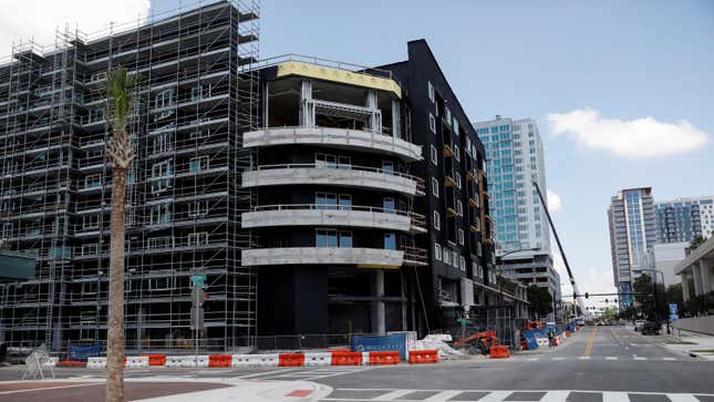 New apartments are seen under construction while building material supplies are in high demand in downtown Tampa, Florida, U.S., May 5, 2021. 