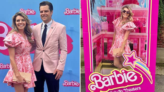 Image for article titled Matt Gaetz’s Wife Decries &#39;Disappointingly Low T From Ken&#39; in Barbie Movie