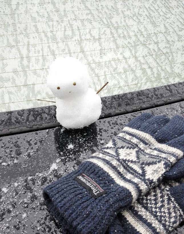 Image for article titled Photos: Amazed southern Chinese experience first snowfall ever, make teeny-tiny snowmen