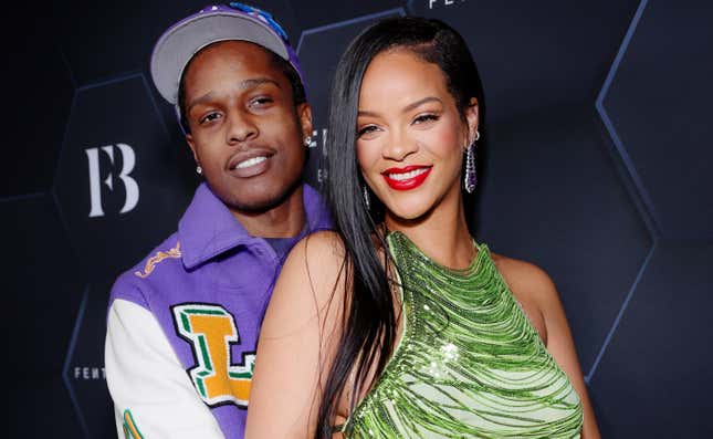 A$AP Rocky, left and Rihanna celebrate Fenty Beauty &amp; Fenty Skin on February 11, 2022 in Los Angeles, California.