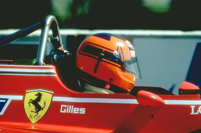  Portrait of Gilles Villeneuve of Canada in his Scuderia Ferriari before a 1992 Formula One race.