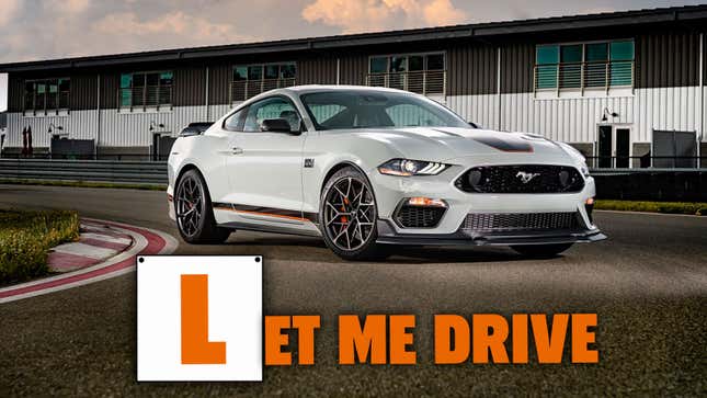 A photo of the new Ford Mustang with the caption "Let me drive" 