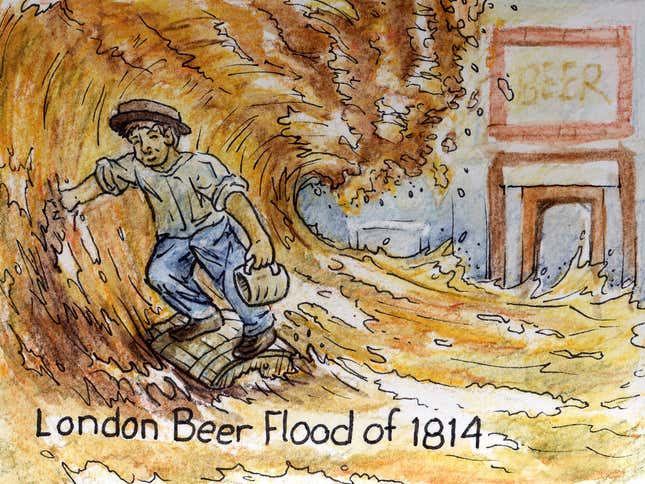 Imagen para el artículo titulado El día que corrió tanta cerveza por las calles de Londres que murieron 8 personas ahogadas