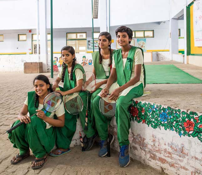 Sports hour is an important part of the day at the Pardada Pardadi school. All girls are encouraged to participate in different sports and are supported if they desire to take it on seriously.
