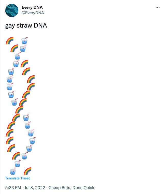 A DNA strand made of rainbow and drink emojis.