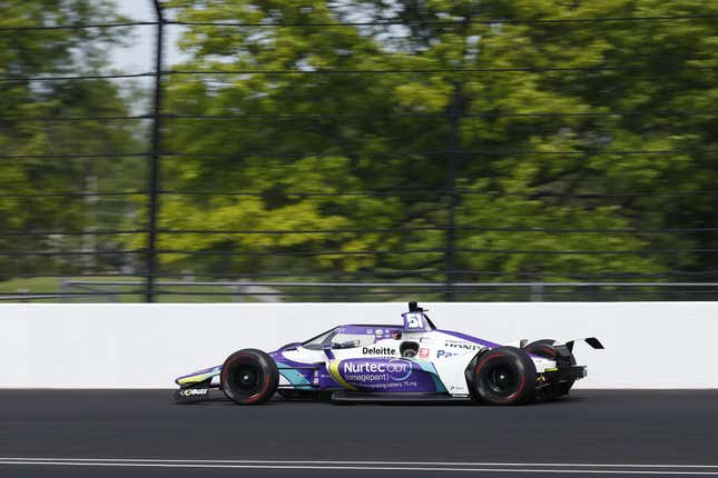 Takuma Sato in his No. 51 Dale Coyne Racing Honda during practice for the 2022 Indy 500