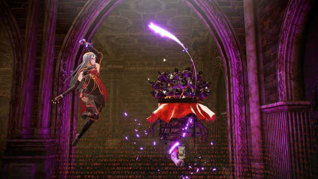 An anime-looking fighter casts a spell on a mushroom zombie.