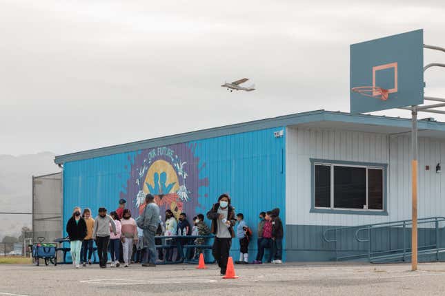 The sky over Donald J. Meyer Elementary School is frequently busy.