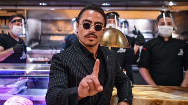 "Salt Bae" wagging a finger for the camera
