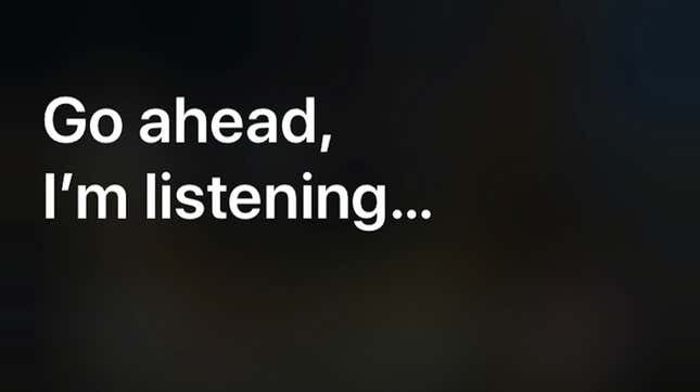 A screenshot of Siri saying it's listening 