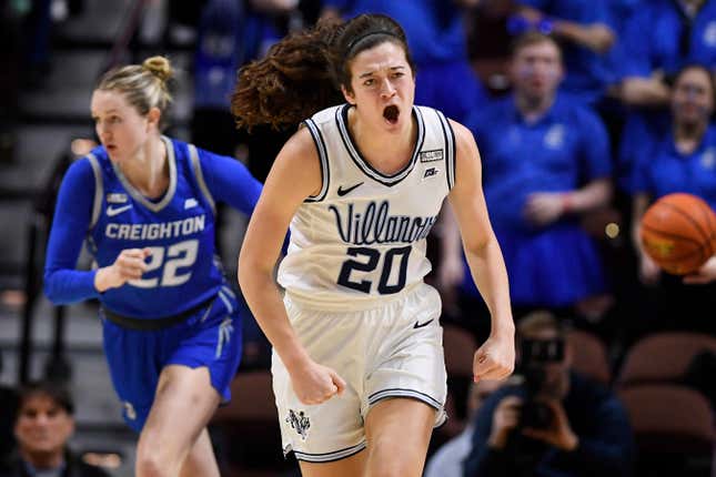 Maddy Siegrist reacts during the first half of Villanova’s semifinal game against Creighton in the Big 
East Conference tournament.