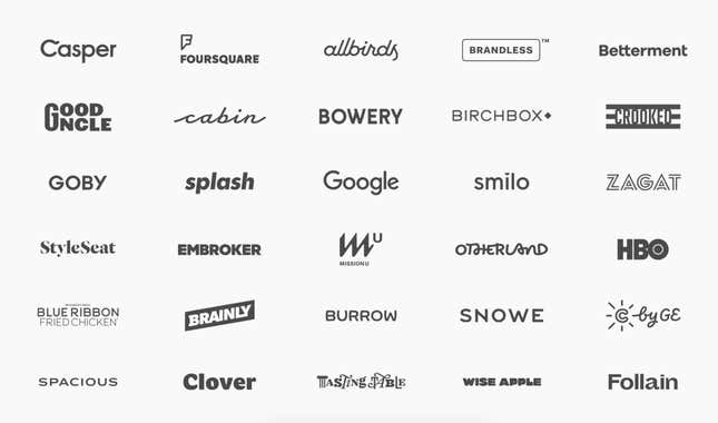 Red Antler’s logo soup is backed by case studies about their work for each company.