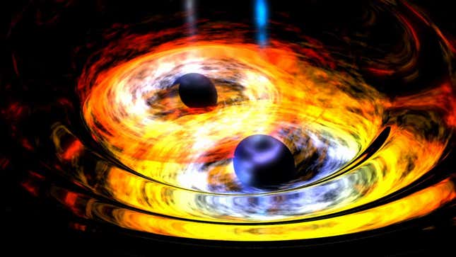 Black holes dancing closer to each other.