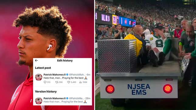 Patrick Mahomes Edits Tweet After Aaron Rodgers Injury in Jets Game