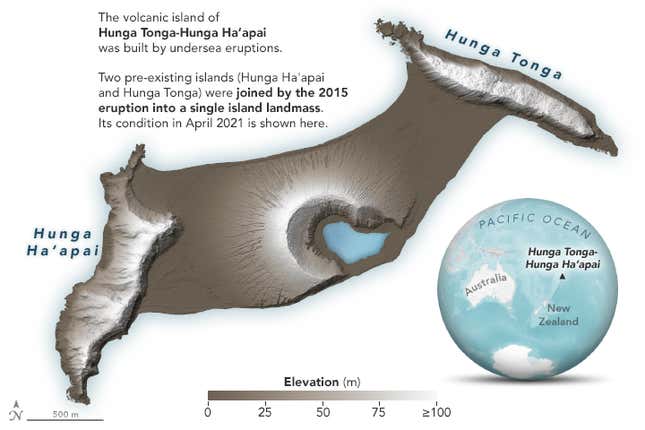 Impression of the island as it appeared before the January 15 eruption.