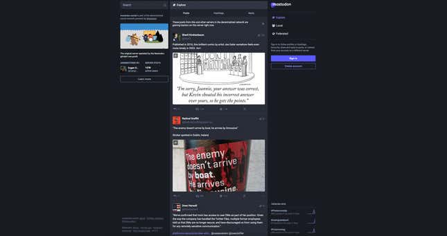 The explore tab on Mastodon, from a screenshot taken on Tuesday, January 31.