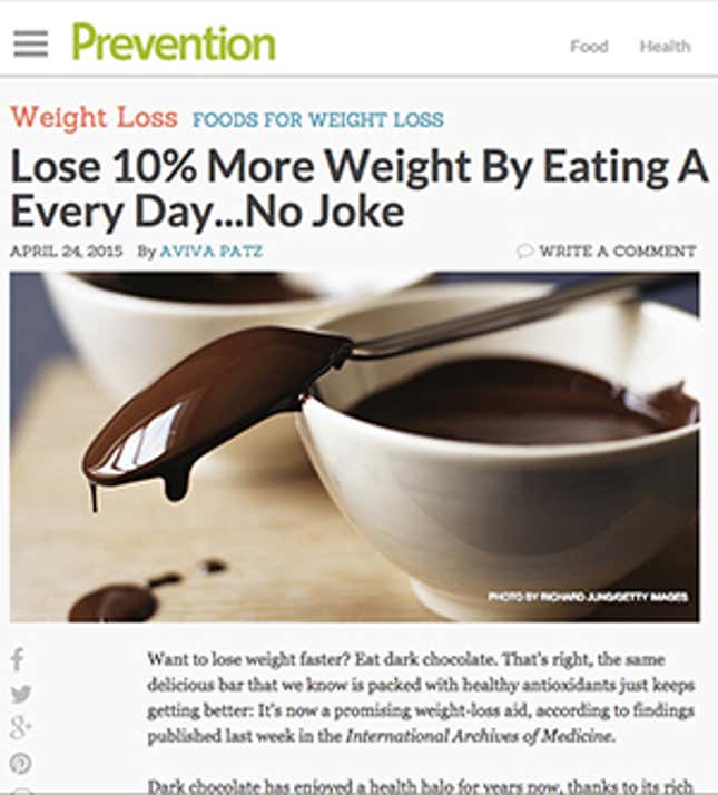 Image for article titled I Fooled Millions Into Thinking Chocolate Helps Weight Loss. Here's How.
