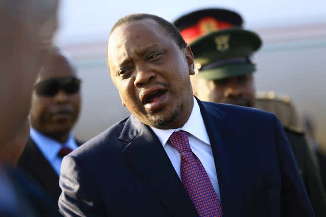 Kenya's President Uhuru Kenyatta arrives at Khartoum Airport, Sudan, October 29, 2016.