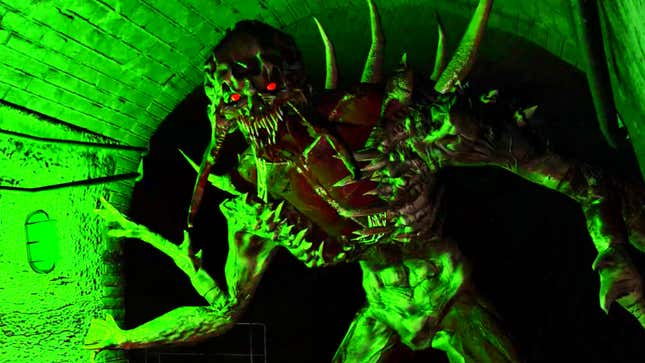 A gif shows a scary monster emerge from a sewer tunnel in Refund Me If You Can.