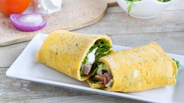 Image for article titled Make Your Own No-Carb Egg Wraps With Two Ingredients